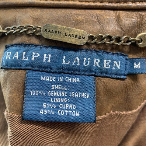 RALPH LAUREN Chaleco de cuero marrón talla M