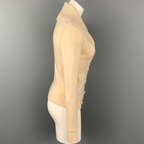 RALPH LAUREN Black Label Talla XS Cárdigan cruzado en mezcla de cachemira color crema
