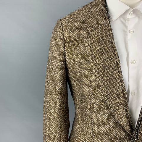 COMME des GARCONS HOMME PLUS Size L Gold Brown Woven Wool Nylon Sport Coat