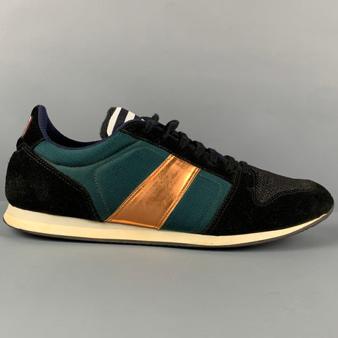 AMI by ALEXANDRE MATTIUSSI Size 11 Black Green Color Block Nylon Sneakers