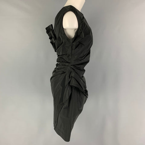 PORTS 1961 Size 10 Black Polyamide Polyester Ruched Sleeveless Cocktail Dress