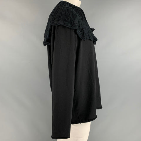 CITY SHOP Size L Black Cotton Crew-Neck Sweatshirt