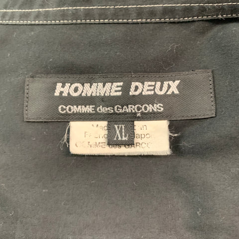 COMME des GARCONS Size XL Black Contrast Stitch Cotton Long Sleeve Shirt