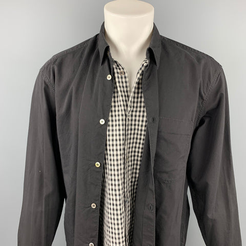 COMME des GARCONS Size M Black & White Mixed Fabrics Button Up Long Sleeve Shirt