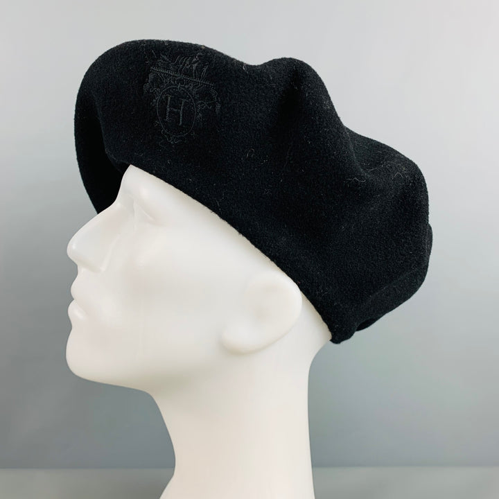 HERMES Black Embroidered Wool Hats