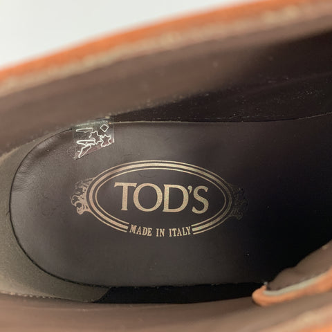 TOD'S Talla 9.5 Botas Chukka con cordones de ante marrón tostado