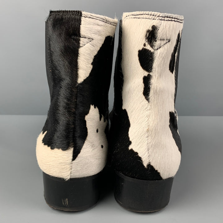 STEVE MADDEN Size 13 Black White Animal Print Ankle Boots