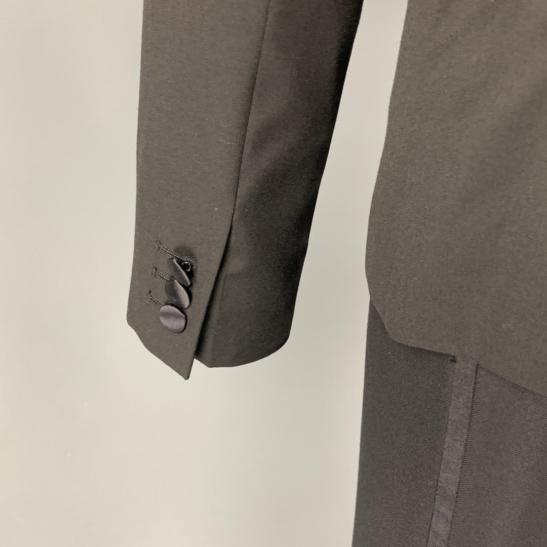 THE KOOPLES Size 36 Black Wool Peak Lapel Fitted Tuxedo Suit