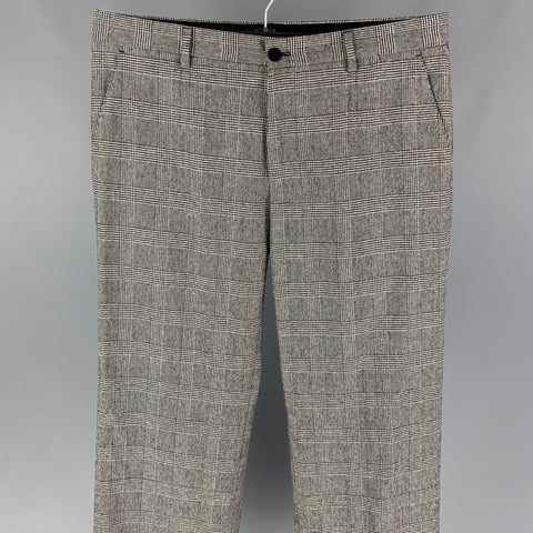 DOLCE & GABBANA Size 30 Gray Plaid Wool Polyester Pleated Dress Pants