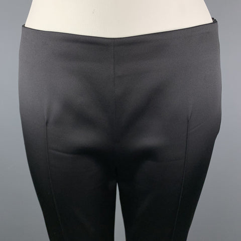 AKRIS Melissa Size 12 Black Silk Blend Satin Side Zipper Dress Pants