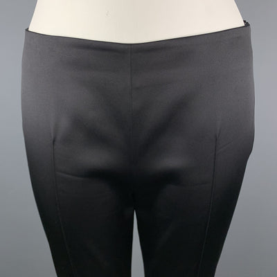 AKRIS Melissa Size 12 Black Silk Blend Satin Side Zipper Dress Pants