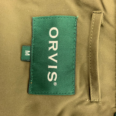 ORVIS Size M Olive Polyester Zip & Snaps Hooded Jacket