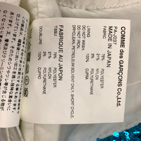 COMME des GARCONS HOMME PLUS SS 18 Size S Aqua Sequined Polyester Blend Jacket