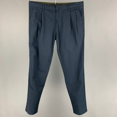 ASPESI Talla 34 Pantalones casuales con cremallera y lino de algodón azul marino