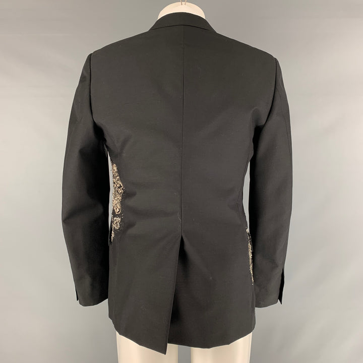 ALEXANDER MCQUEEN Size 38 Black Silver Beaded Wool Mohair Sport Coat