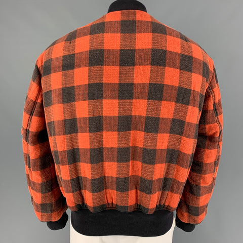 R13 size XS Orange Black Plaid Cotton Reversible Jacket
