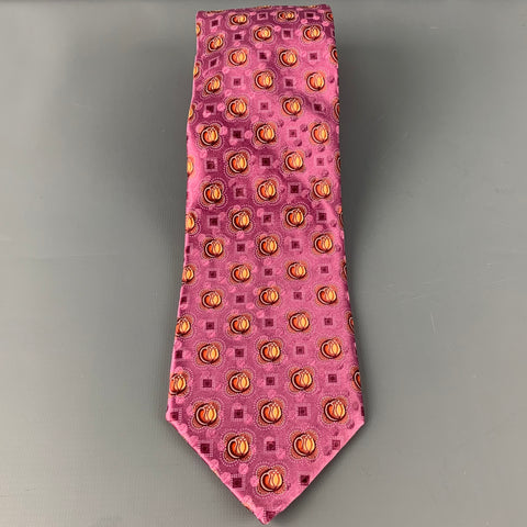 ERMENEGILDO ZEGNA Purple Yellow Dots Silk Satin Tie
