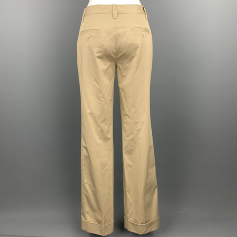 DOLCE & GABBANA Size 4 Khaki Cotton Wide Leg Dress Pants