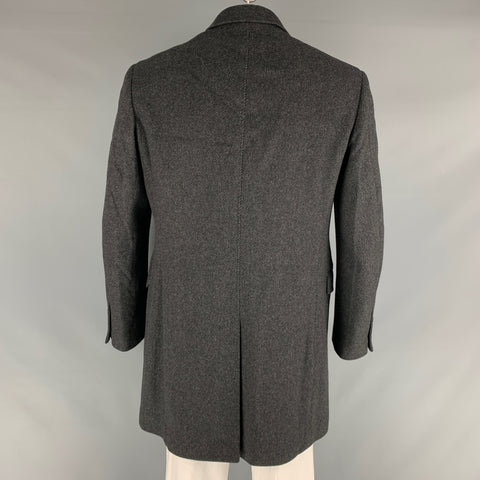 BARNEY'S NEW YORK Size 42 Black Grey Diagonal Stripe Coat