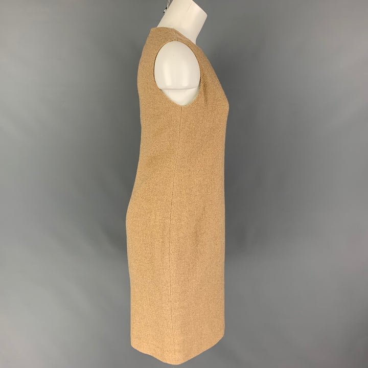 RALPH LAUREN Black Label Taille 6 Robe sans manches tissée en mélange de laine beige
