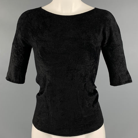 HELMUT LANG Taille S Haut décontracté à manches courtes en polyamide viscose noir