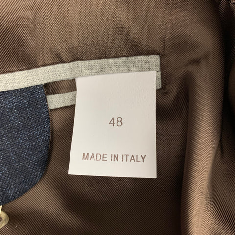 BRUNELLO CUCINELLI Size 38 Navy Mouline Check Lana Wool Suit
