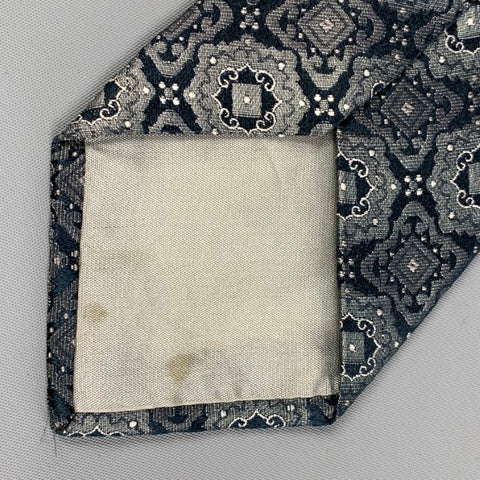 Vintage GIANNI VERSACE Navy Silver Baroque Silk Tie