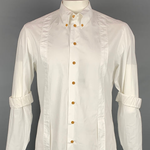VIVIENNE WESTWOOD Size L White Applique Cotton Button Down Long Sleeve Shirt