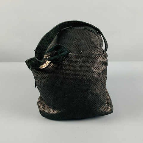 LIDIJA KOLOVRAT Black Perforated Leather Wristlet Bag
