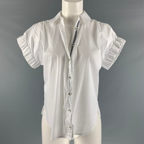 VERONICA BEARD Size 2 White Cotton Blend Short Sleeve Casual Top