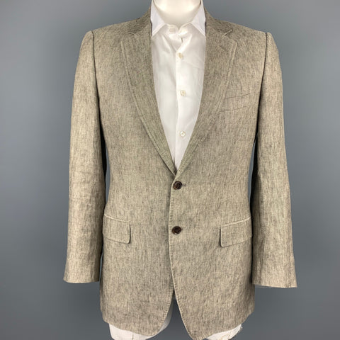 DOLCE & GABBANA Luxury Size 42 Taupe Heather Linen Notch Lapel Sport Coat