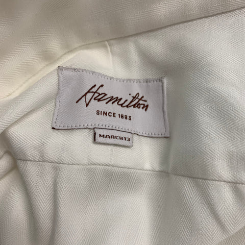HAMILTON Size M White Herringbone Long Sleeve Shirt