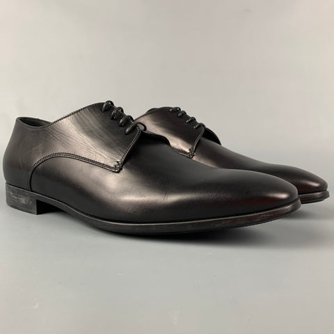 GIORGIO ARMANI Size 9.5 Black Leather Oxford Lace Up Shoes