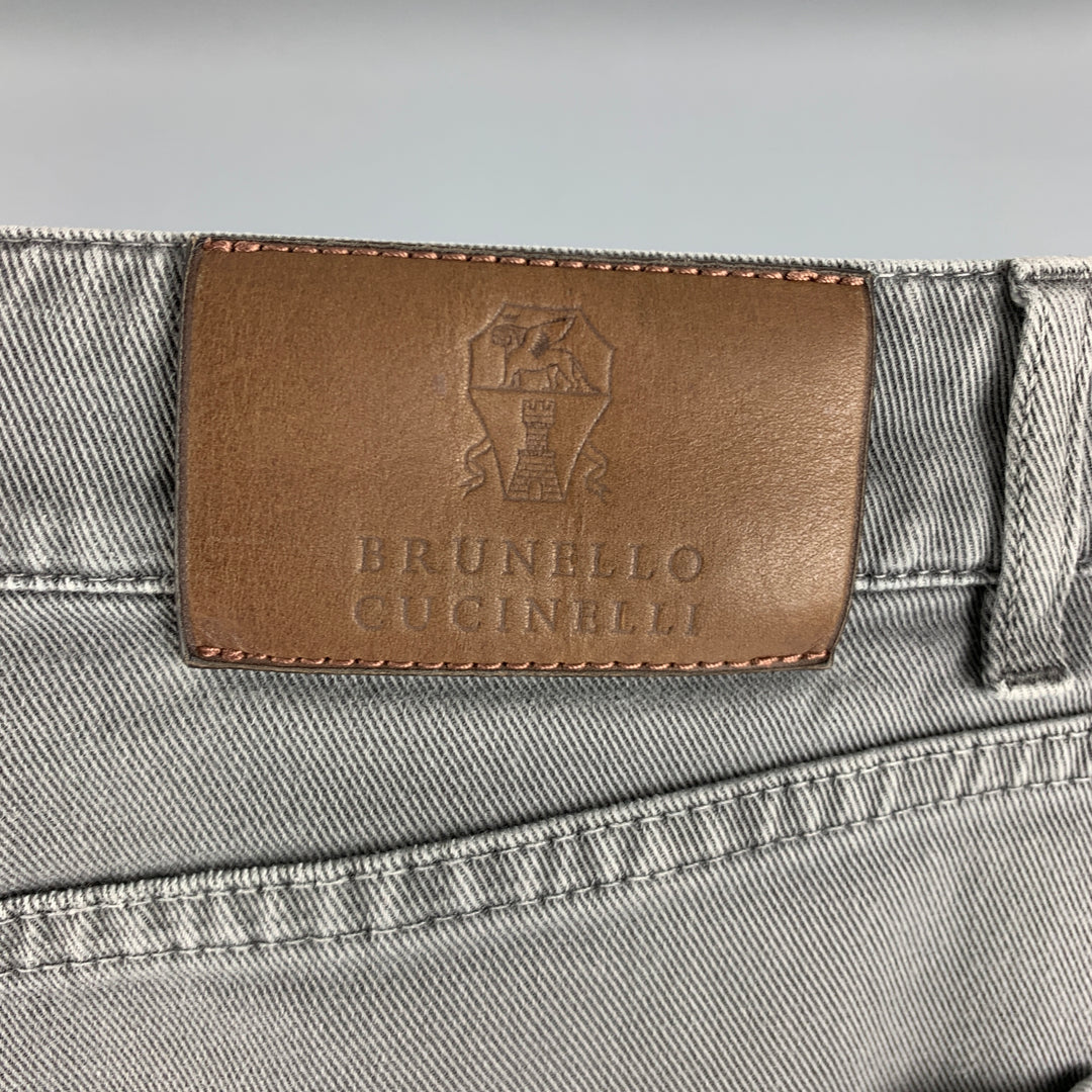 BRUNELLO CUCINELLI Size 30 Grey Cotton Elastane Button Fly Jeans