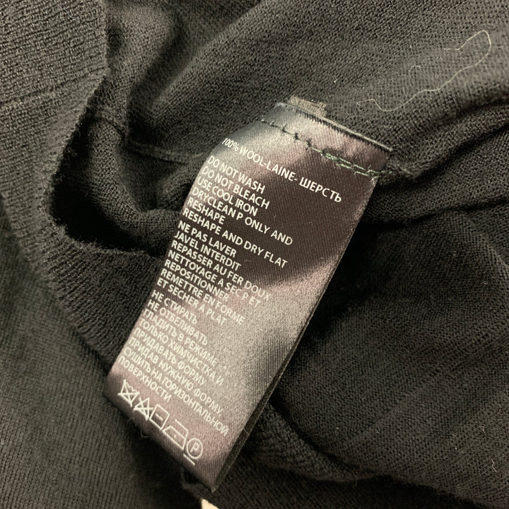 ANN DEMEULEMEESTER Size 8 Black White Wool Contrast Stitch Cardigan