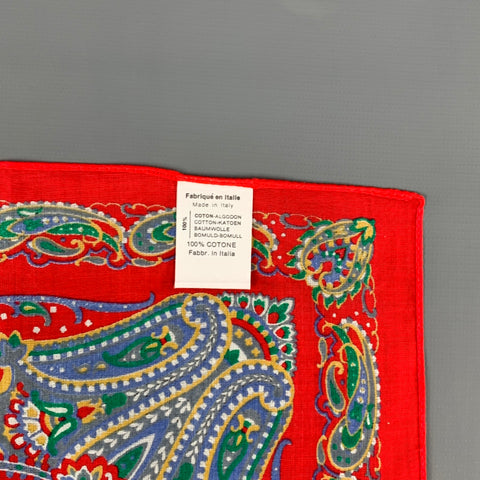 VINTAGE Red Green Paisley Pocket Square