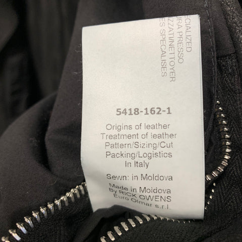 RICK OWENS Size 42 Black Leather Biker Jacket