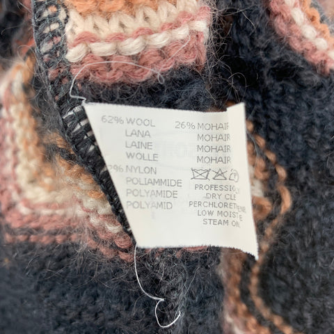 MISSONI Size 6 Dark Gray & Rose Knitted Wool / Mohair Knitted Coat