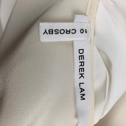 DEREK LAM Size 4 Cream White Silk Pleated Long Sleeve Blouse