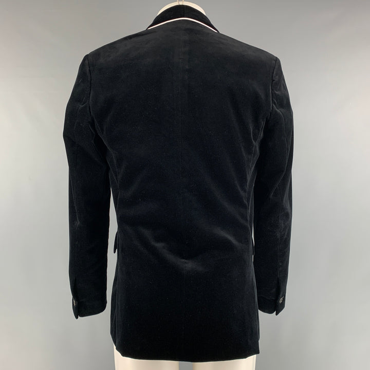 GIVENCHY  Size 38 Black White Solid Cotton Velvet Shawl Collar Sport Coat