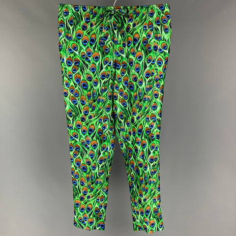 DOLCE & GABBANA Size 34 Green Black Blue Print Silk Casual Pants