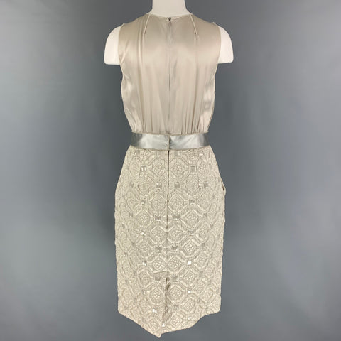 DOLCE & GABBANA Size 4 Silver Silk Blend Sleeveless Cocktail Dress