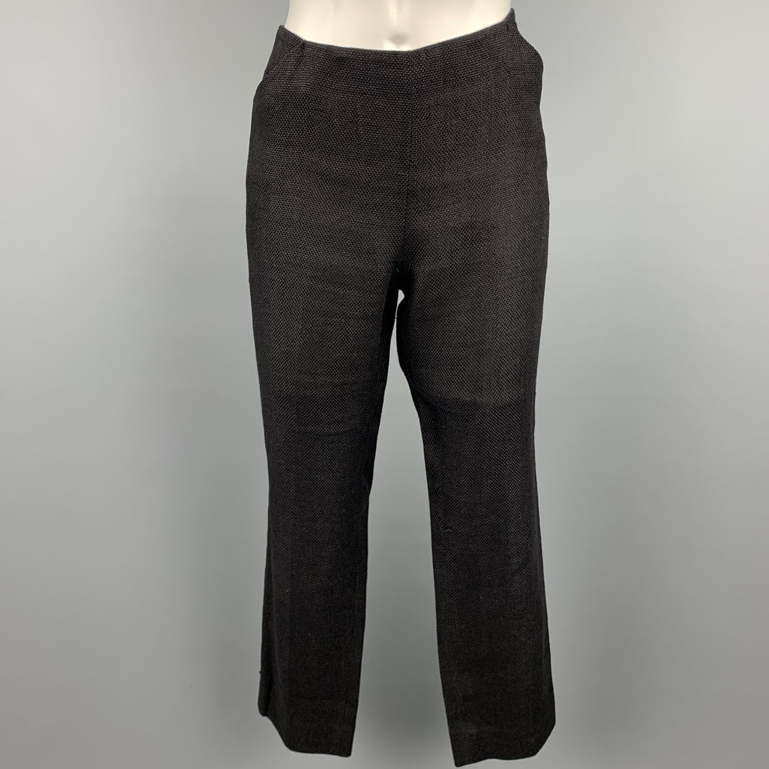 RALPH LAUREN Size 8 Black Woven Linen / Cotton Pants Set