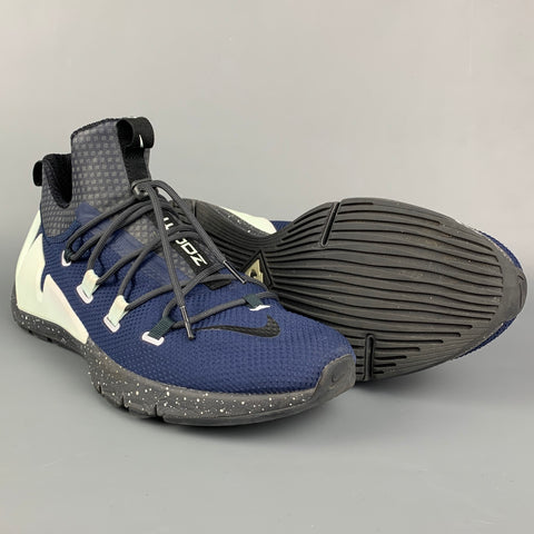 NIKE Zoom Size 12 Navy & Grey Charcoal Mixed Fabrics Mesh Slip On Sneakers