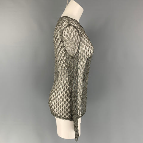 TABULA RASA Size S Gunmetal Knitted Rayon / Metallic Crew-Neck Pullover