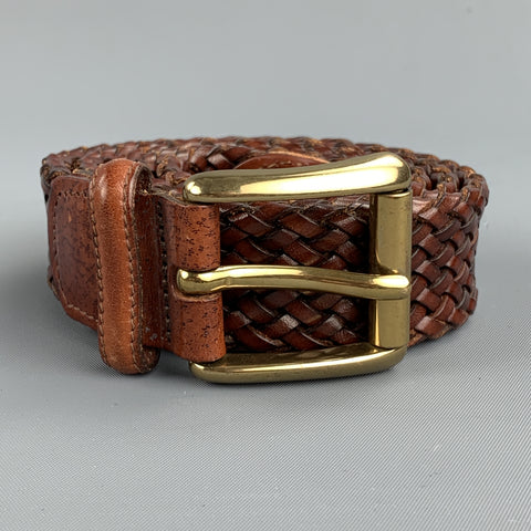 VINTAGE Tissé Taille 36 Ceinture en cuir marron