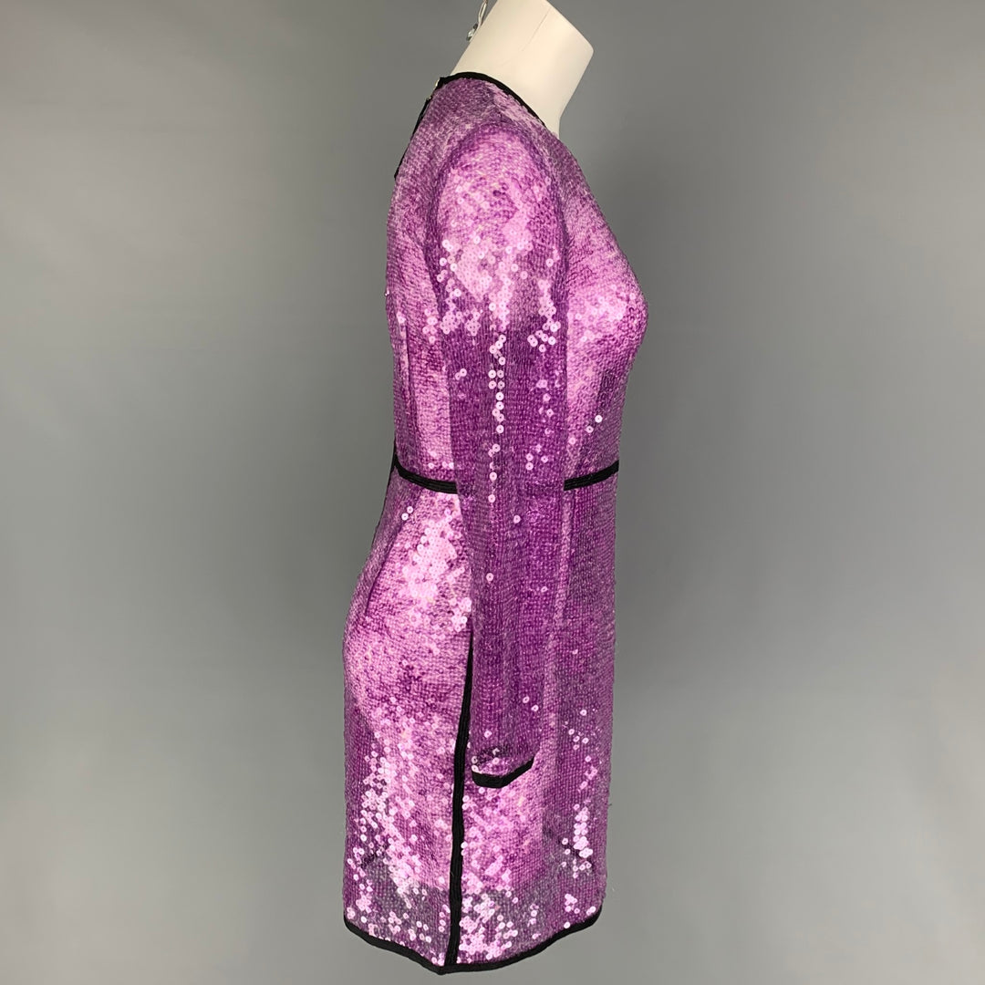 fitted lace wedding dress MARC JACOBS Size 4 Purple Black Sequined Shift Dress – Sui Generis Designer  Consignment