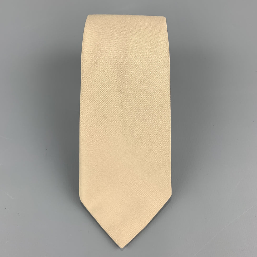 HELMUT LANG Solid Khaki Beige Silk Tie