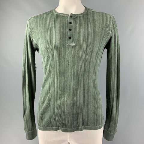 JOHN VARVATOS Jersey Henley de algodón acanalado verde talla L