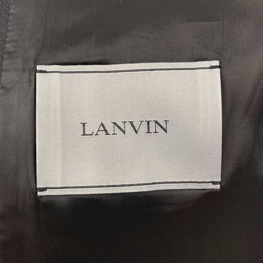 LANVIN Size 40 Regular Red Black Velvet Cotton Peak Lapel Sport Coat